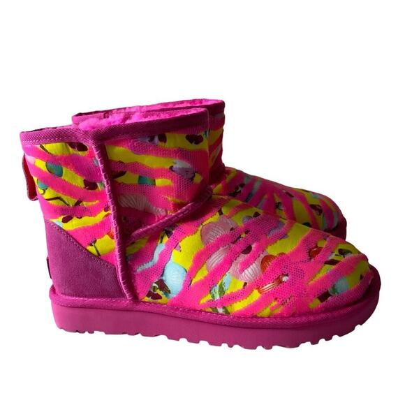 UGG Classic Mini Tiger Flower Sequins Ankle Boots Women's Size 8 Multicolor - Picture 6 of 13